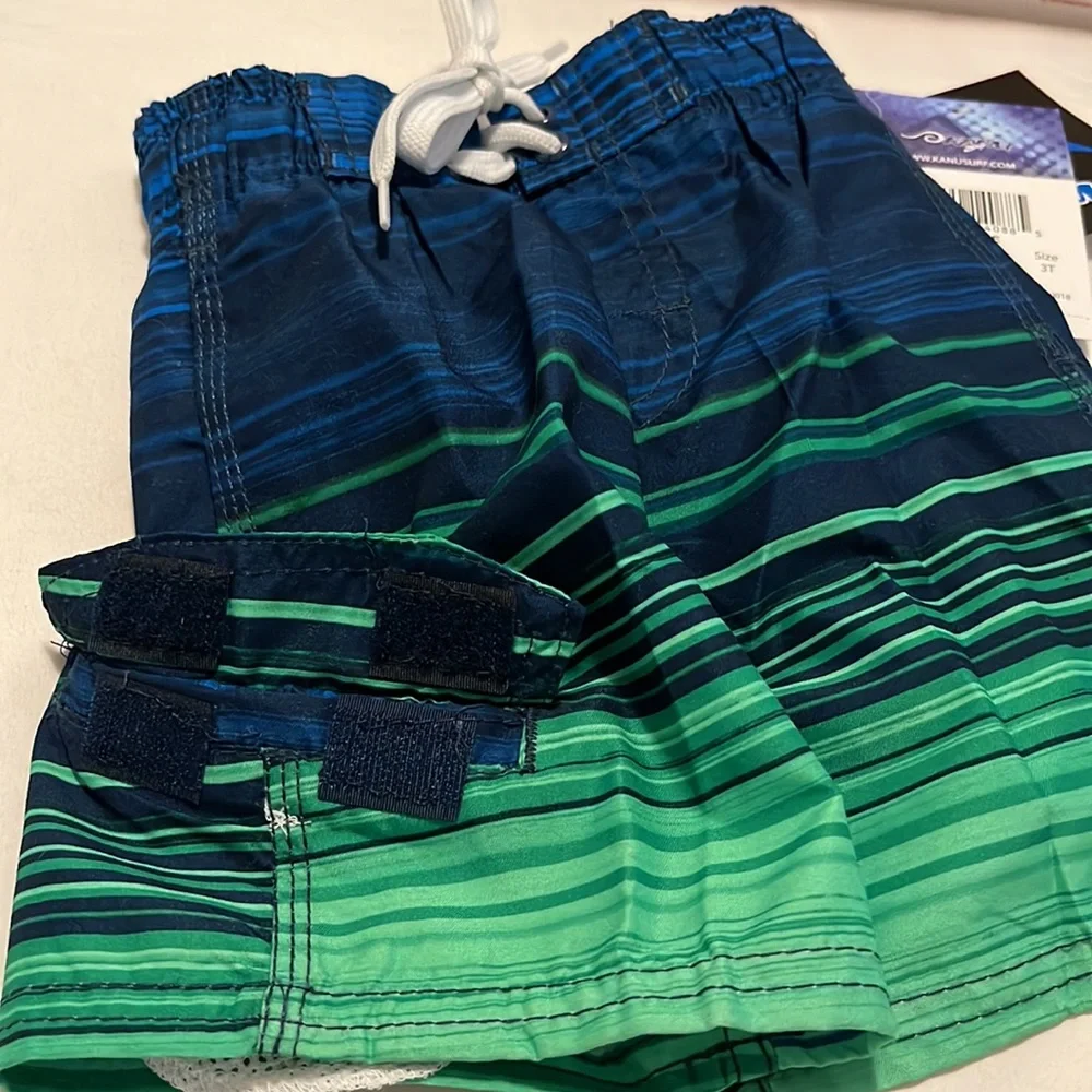 Kanu Surf navy/green striped swim trunks
